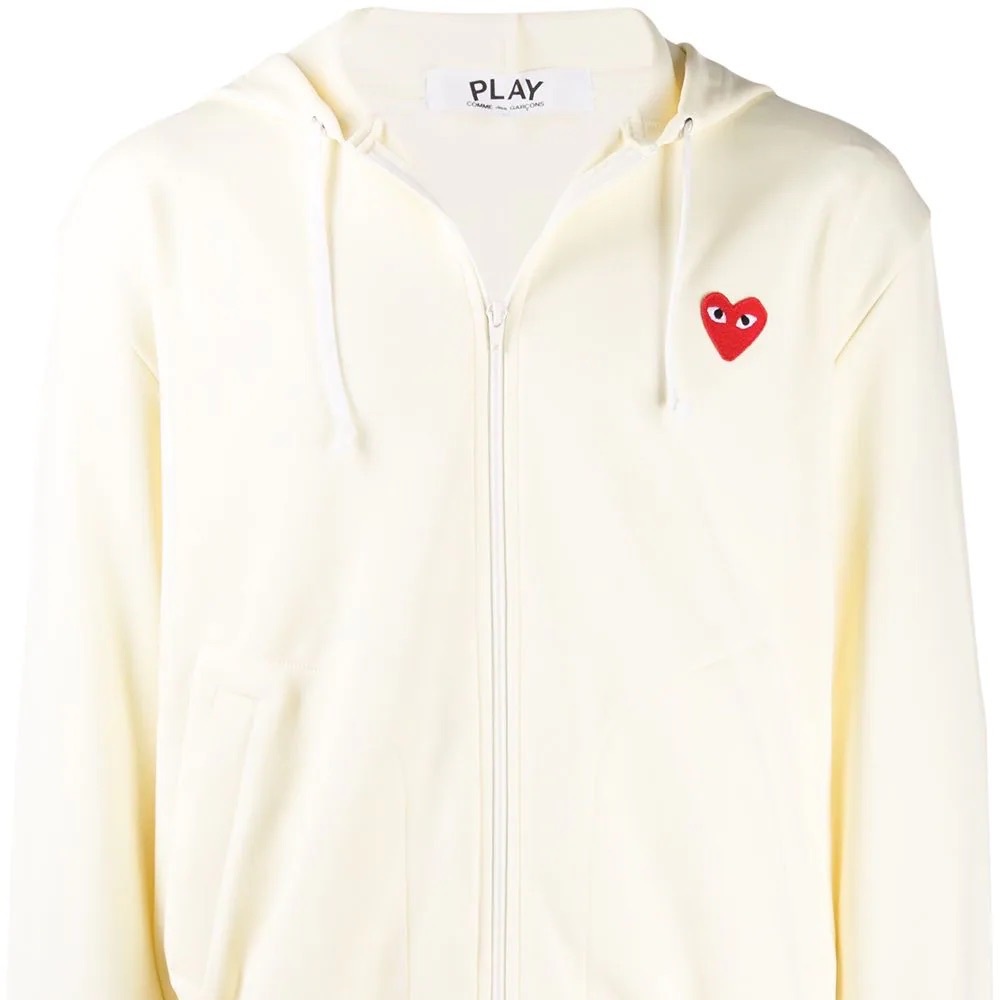 Mens Commes De Garcon Play Zip Up Sweatshirt Hoodie Size S NEW WITH TAGS cream